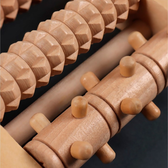 Массажёр «Барабаны», 5 рядов с шипами, 27 × 19 × 5 см, деревянный - фото 2 - id-p223164346