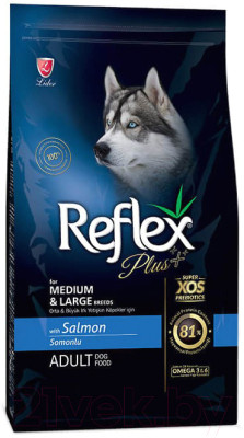 Сухой корм для собак Reflex Plus для средних и крупных пород с лососем - фото 1 - id-p223165659
