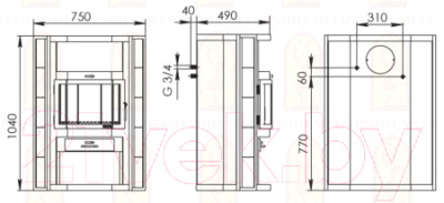 Печь-камин Мета-бел Печора-Аква АОТВ 9.0-03 - фото 4 - id-p223177627