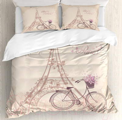 Комплект постельного белья Ambesonne В Париж на велосипеде / bls_2959_euro - фото 1 - id-p223186392