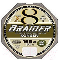Леска плетеная Konger Braider X8 Olive Green 0.10мм 150м / 250150010 - фото 1 - id-p223168906
