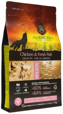 Сухой корм для собак Ambrosia Grain Free для щенков всех пород с курицей и рыбой / U/ACF2 - фото 3 - id-p223169741