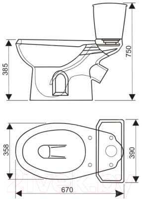 Унитаз напольный Оскольская керамика Элисса Комфорт - фото 3 - id-p223176300