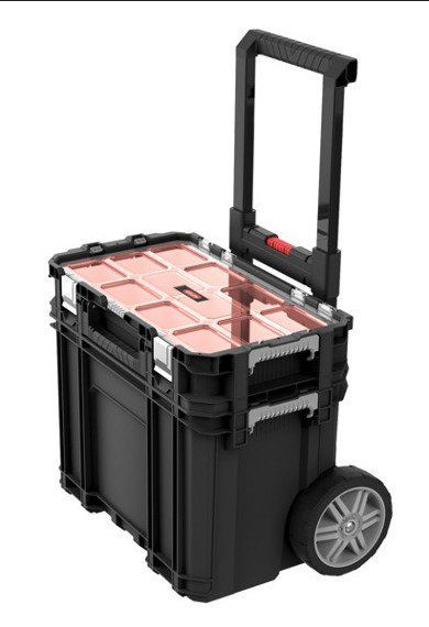 Набор ящиков для инструментов на колесах Keter Connect Cart + organizer set 58,8L, чёрный/красный - фото 5 - id-p191638611