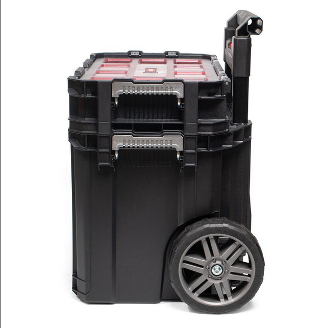 Набор ящиков для инструментов на колесах Keter Connect Cart + organizer set 58,8L, чёрный/красный - фото 7 - id-p191638611