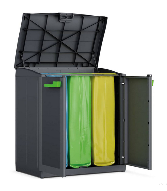 Шкаф уличный для сортировки мусора 110 литров, цвет графит - фото 2 - id-p223025815