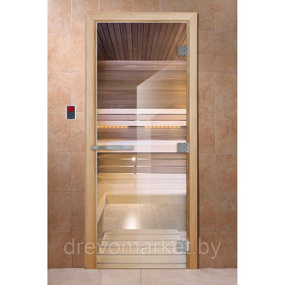 Двери для бани стеклянные DoorWood Эталон, размер коробки 70*190 см, стекло толщина 10 мм, цвет Прозрачное