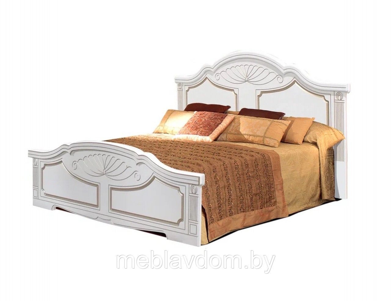 Спальня Амелия Кровать 160 с ламелями Белый/Золото - фото 1 - id-p223192116