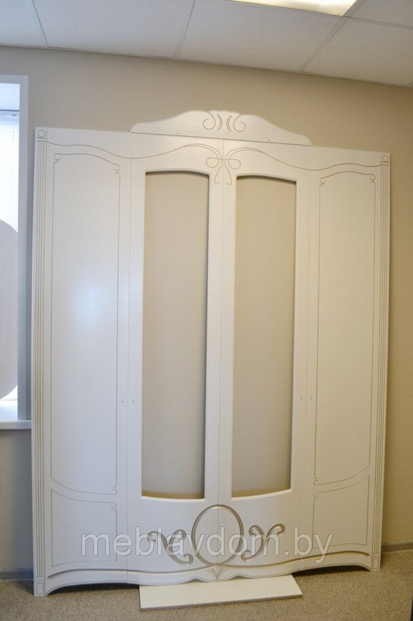 Спальня Барбара Шкаф 4-дверный Белый/Золото - фото 3 - id-p223192121