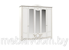 Спальня Барбара Шкаф 5-дверный Белый/Золото