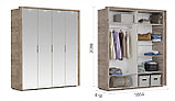 Распашной шкаф Джулия четырехдверный (4 зерк) с порталом Крафт серый/белый глянец, фото 2