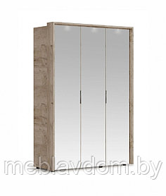 Распашной шкаф Джулия трехдверный (3 зерк) с порталом Крафт серый/белый глянец