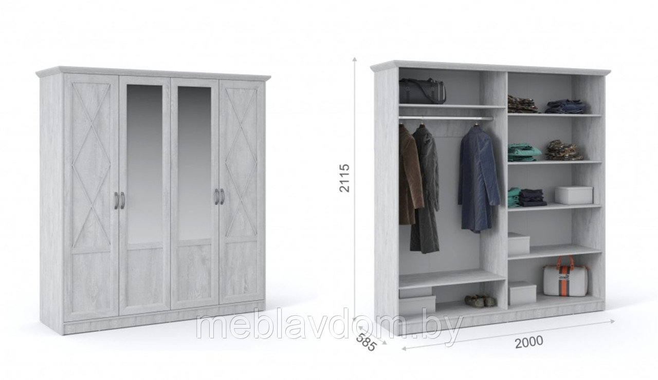 Набор мебели для спальни Лорена с четырехдверным шкафом - фото 3 - id-p223192057