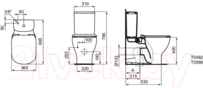 Унитаз напольный Ideal Standard Tesi AquaBlade T008201 + T352701 + T356801 - фото 3 - id-p223200828