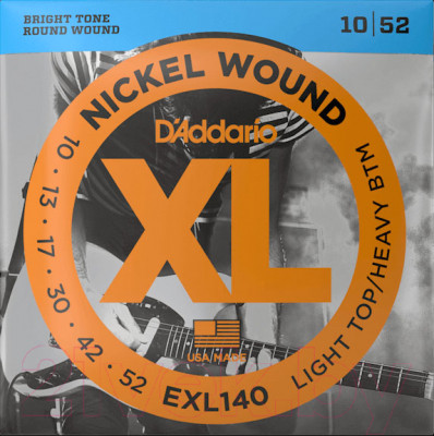 Струны для электрогитары D'Addario EXL140 XL Nickel Wound Light Top/Heavy Bottom 10-52 - фото 1 - id-p223205801