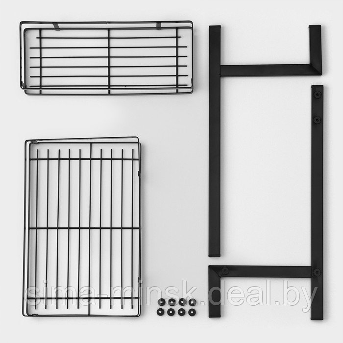 Полка для кухни 2-х ярусная Доляна, 33,5×20,5×39 см, цвет чёрный - фото 4 - id-p223210663