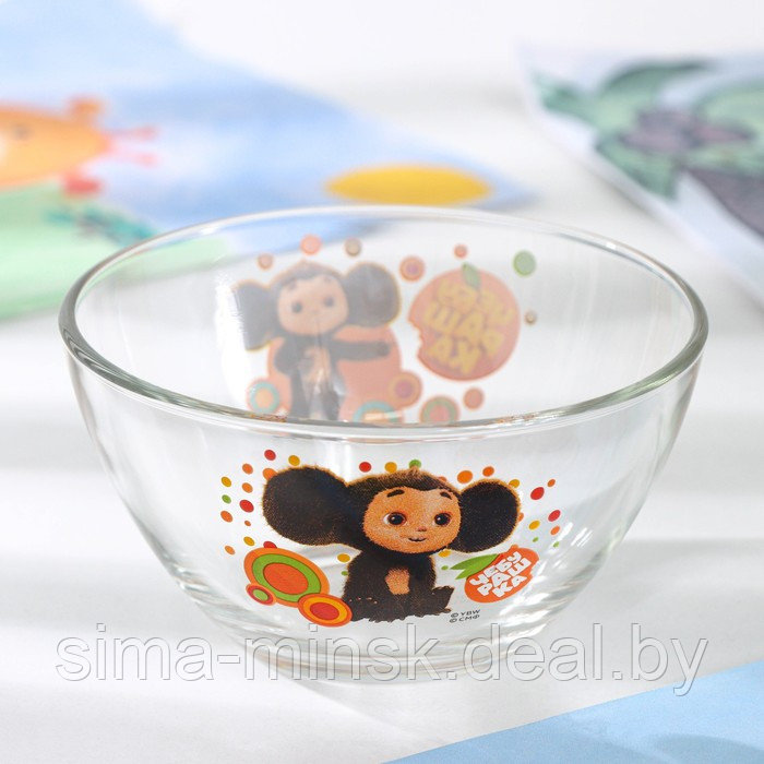 Набор посуды «Чебурашка», 3 предмета: тарелка,миска, кружка, в подарочной упаковке, стекло - фото 5 - id-p223210628