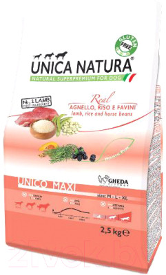 Сухой корм для собак Unica Natura Maxi ягненок, рис, бобы - фото 1 - id-p223202698