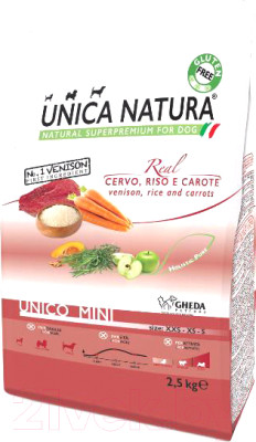 Сухой корм для собак Unica Natura Mini олень, рис, морковь - фото 1 - id-p223202702