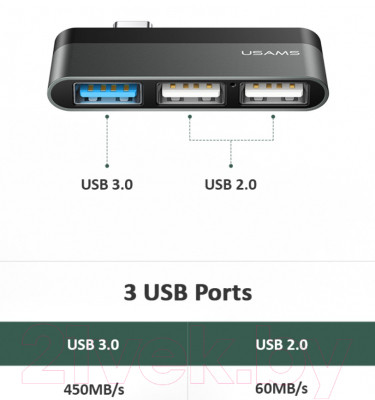 USB-хаб Usams Type-C Mini USB / US-SJ462 - фото 8 - id-p223207410