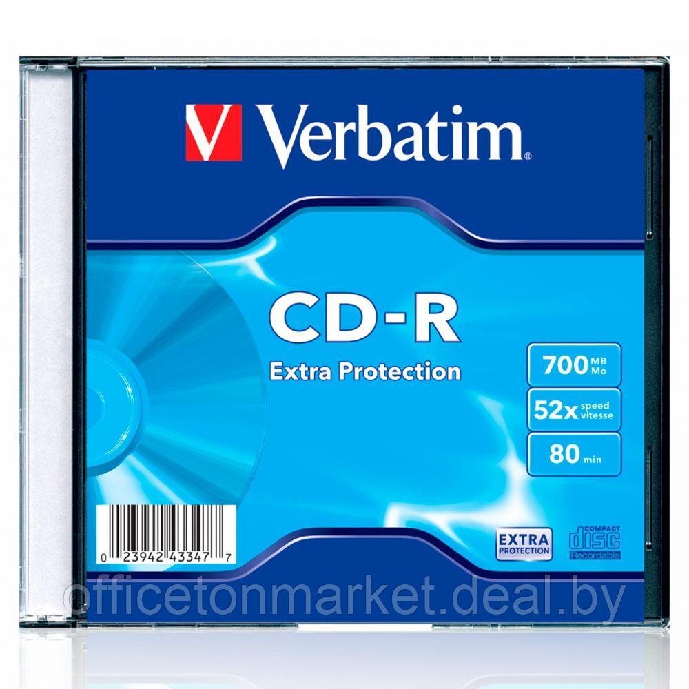 Диск Verbatim "Extra Protection Slim", CD-R, 0.7 гб, тонкий футляр (slim case), 1 шт
