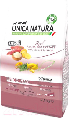 Сухой корм для собак Unica Natura Maxi утка, рис, картофель - фото 1 - id-p223209164