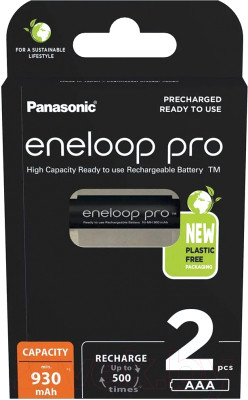 Комплект аккумуляторов Panasonic Eneloop Pro AAA 930 2BP - фото 1 - id-p223209266