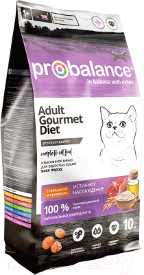 Сухой корм для кошек ProBalance Gourmet Diet Adult с говядиной и кроликом - фото 1 - id-p223198162