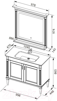 Комплект мебели для ванной Aquanet Селена с зеркалом 105 / 233125 - фото 8 - id-p223206744