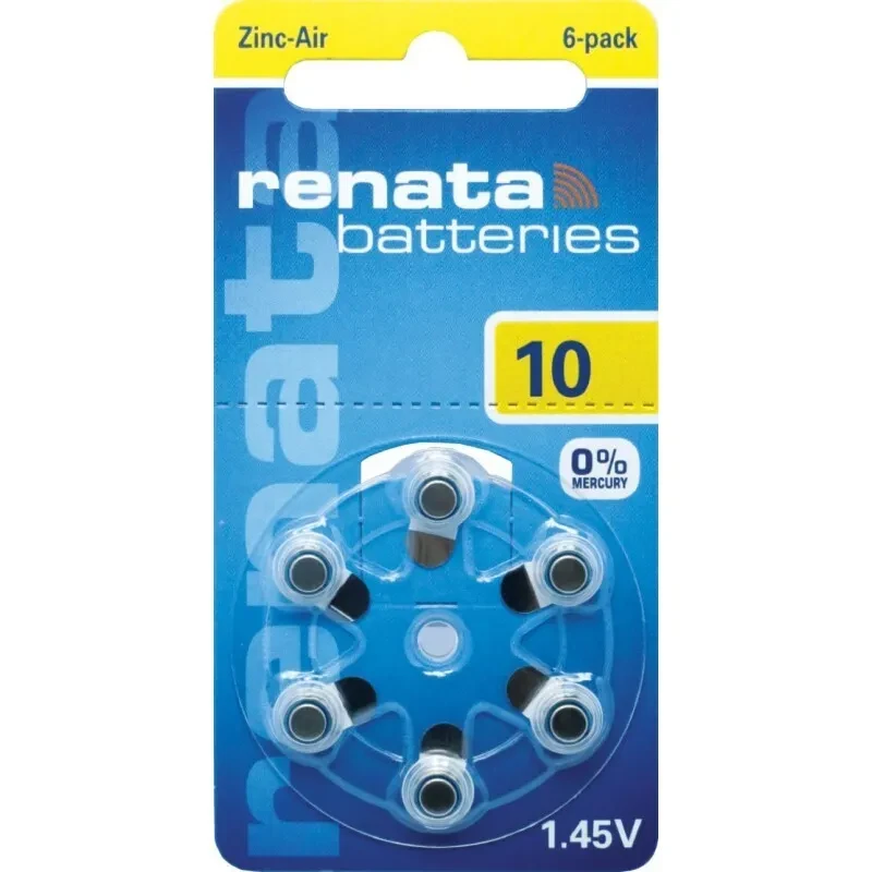 Батарейка в слуховой аппарат ZA10 RENATA 6BL - фото 1 - id-p221869685