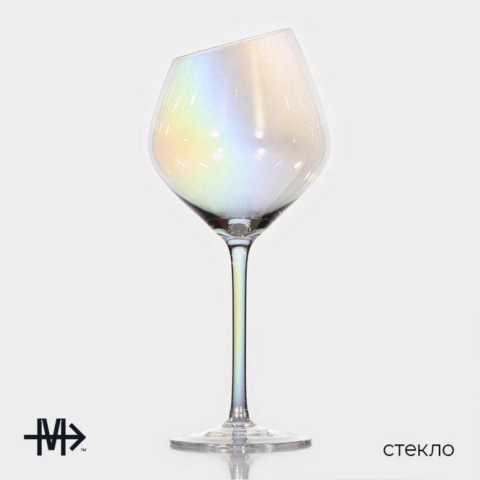 Набор бокалов стеклянных для вина Magistro «Иллюзия», 550 мл, 10×24 см, 2 шт, цвет перламутровый - фото 2 - id-p223214213