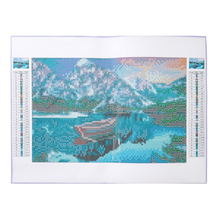 Алмазная мозаика с полным заполнением «Лодка в горах» 20х30 см - фото 3 - id-p223214659