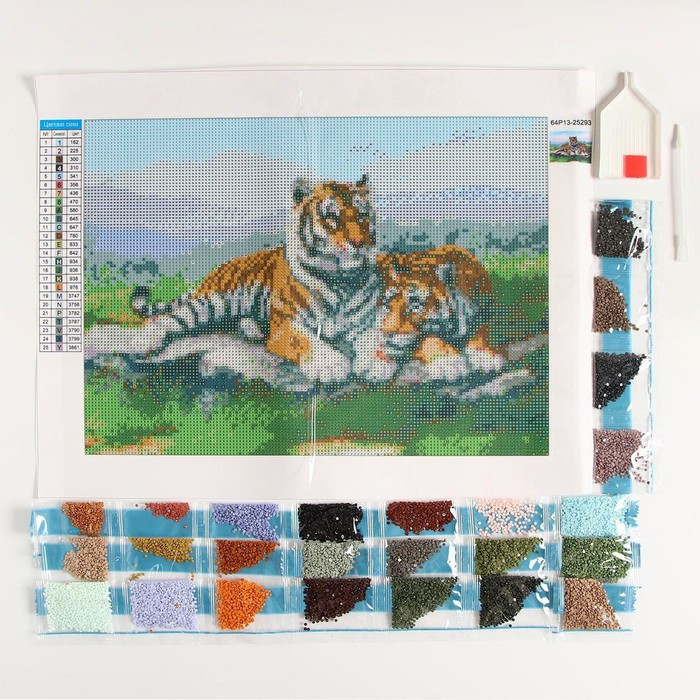 Алмазная мозаика с полным заполнением «Тигры» 30х40 см, на холсте - фото 3 - id-p223214661