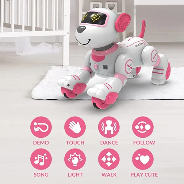 Радиоуправляемый робот-собака Volantex RC Умный друг звук, свет, танцы, розовая - фото 2 - id-p223216379