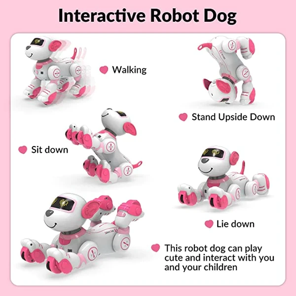 Радиоуправляемый робот-собака Volantex RC Умный друг звук, свет, танцы, розовая - фото 3 - id-p223216379