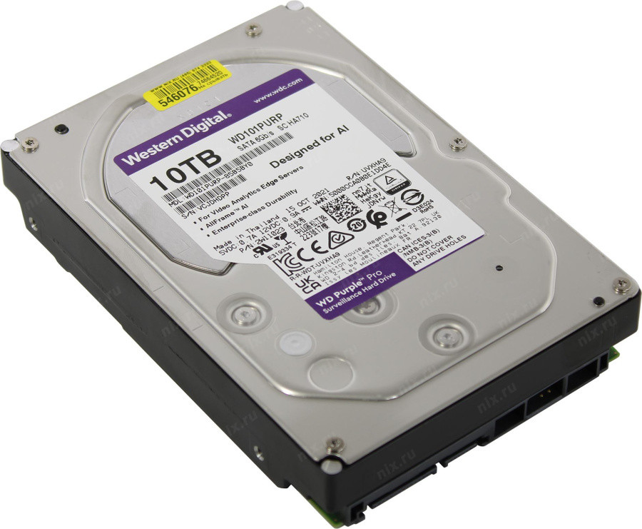 Жесткий диск WD SATA-III 10Tb WD101PURP Video Purple Pro (7200rpm) 256Mb 3.5" - фото 1 - id-p214272395