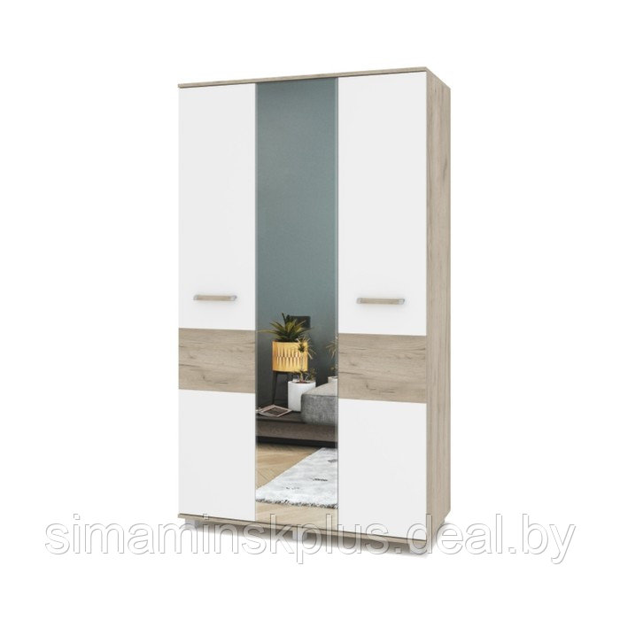 Шкаф 3-х створчатый с зеркалом Виора В31 1200х520х2100 Серый дуб/белый - фото 1 - id-p223220494
