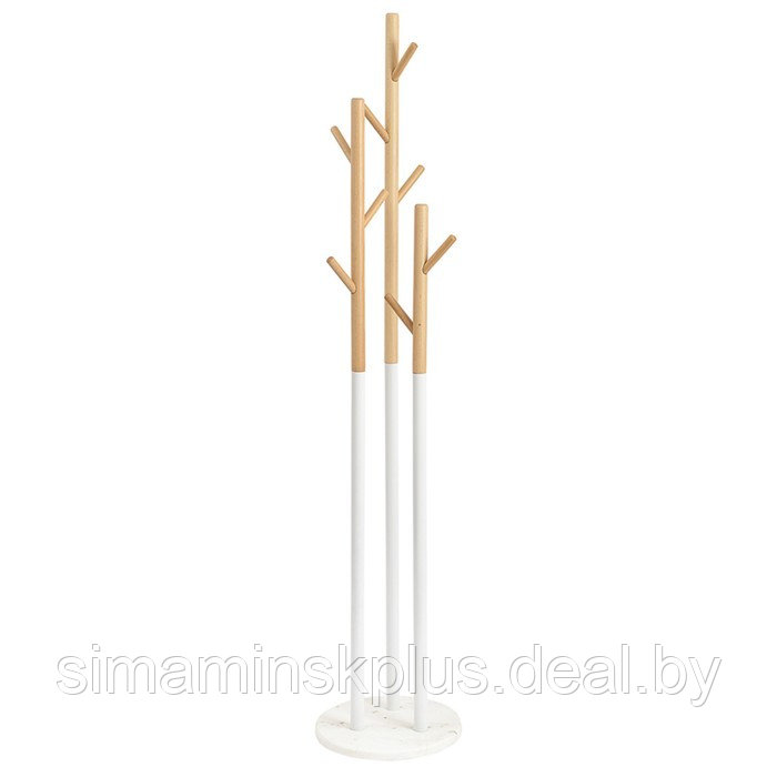 Вешалка напольная Solheim, 340×340×1710 мм, цвет белый мрамор / натуральное дерево - фото 1 - id-p223220454
