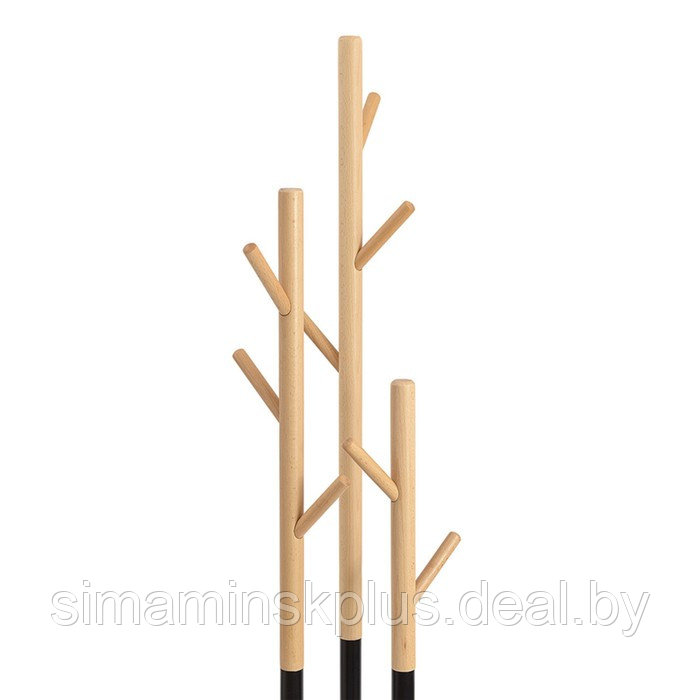 Вешалка напольная Solheim, 340×340×1710 мм, цвет чёрный мрамор / натуральное дерево - фото 5 - id-p223220455
