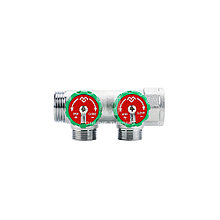 Коллектор регулирующий Varmega VM14632, 1", на 2 выхода 3/4"ЕК, хромированный