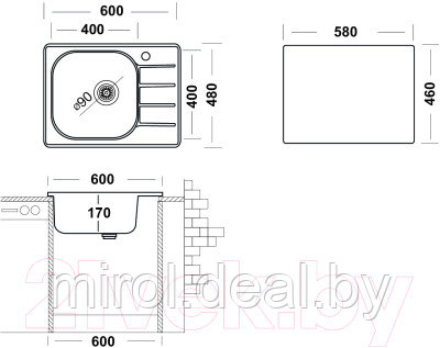 Мойка кухонная Ukinox Гранд GRM600.480-GT6K 1R - фото 6 - id-p223224631