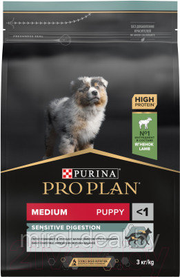 Сухой корм для собак Pro Plan Puppy Medium Sensitive Digestion с ягненком и рисом - фото 1 - id-p223233463