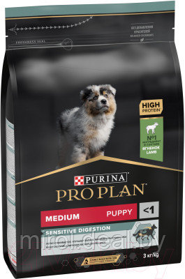 Сухой корм для собак Pro Plan Puppy Medium Sensitive Digestion с ягненком и рисом - фото 3 - id-p223233463