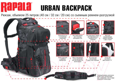 Рюкзак туристический Rapala Urban RUBP - фото 2 - id-p223222703