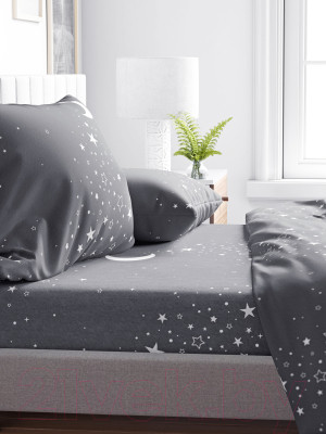 Комплект постельного белья Samsara Звездное небо на сером фоне 150-3 - фото 2 - id-p223237088