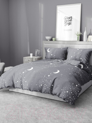 Комплект постельного белья Samsara Звездное небо на сером фоне 150-3 - фото 3 - id-p223237088
