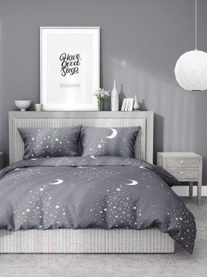 Комплект постельного белья Samsara Звездное небо на сером фоне 150-3 - фото 4 - id-p223237088