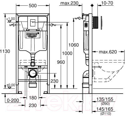 Унитаз подвесной с инсталляцией Ideal Standard Tesi T007901 + T352701 + 38772001 - фото 10 - id-p223235335