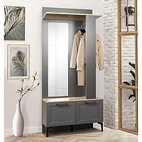 Шкаф для прихожей «Кармен 2», 914×406×2025 мм, зеркало, цвет диамант серый / дуб каньон