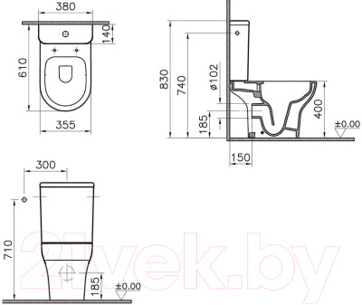 Унитаз напольный VitrA Zentrum Rim-Ex / 5789B003-0075 - фото 6 - id-p223239896